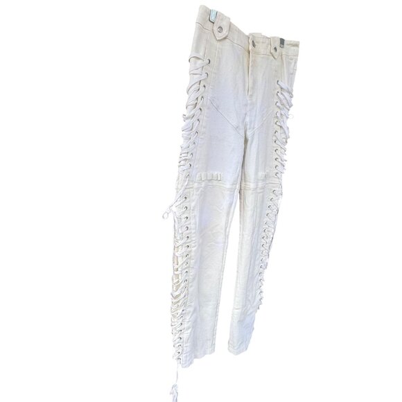 I.AM.GIA Holly Pant Lace Up Side Grommet Detail Cotton Stretch White Medium - Picture 7 of 15